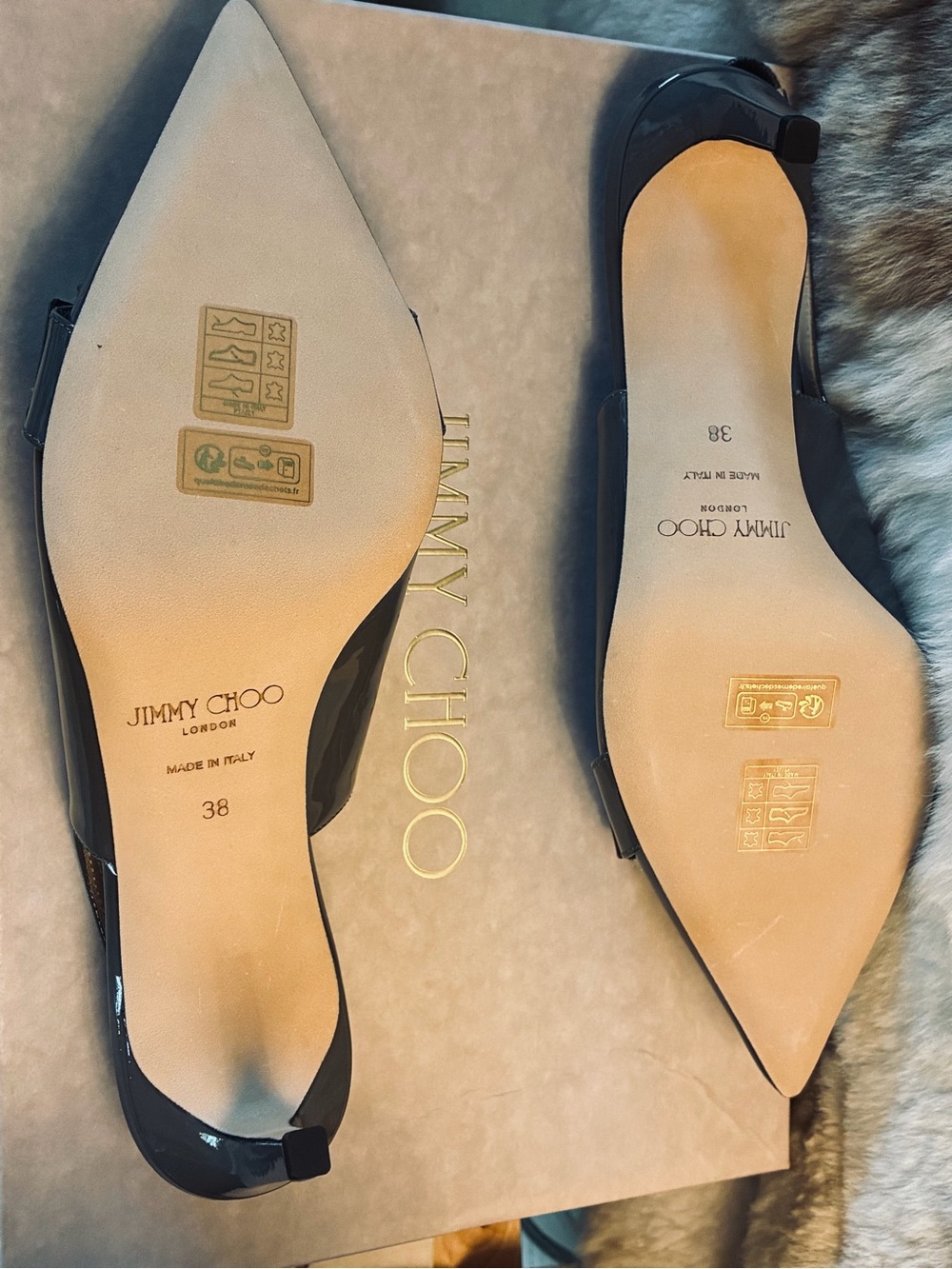✨ Jimmy Choo Cheri SB65 Patent Slingback Pointed Toe Pumps w Crystal Buckle NWT - Picture 8 of 17